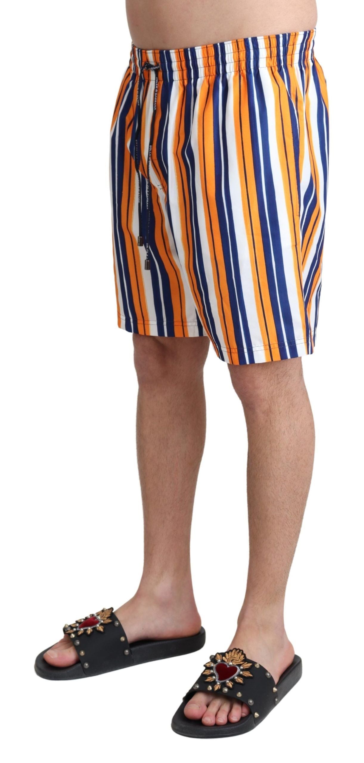 Mehrfarbig gestreifte Beachwear-Badeshorts von Dolce &amp; Gabbana