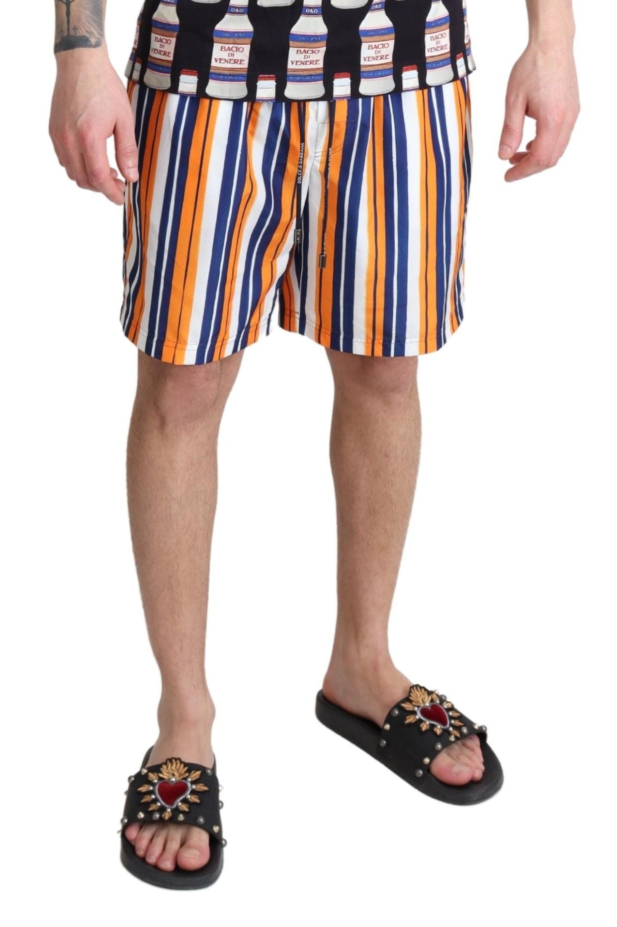 Mehrfarbig gestreifte Beachwear-Badeshorts von Dolce &amp; Gabbana