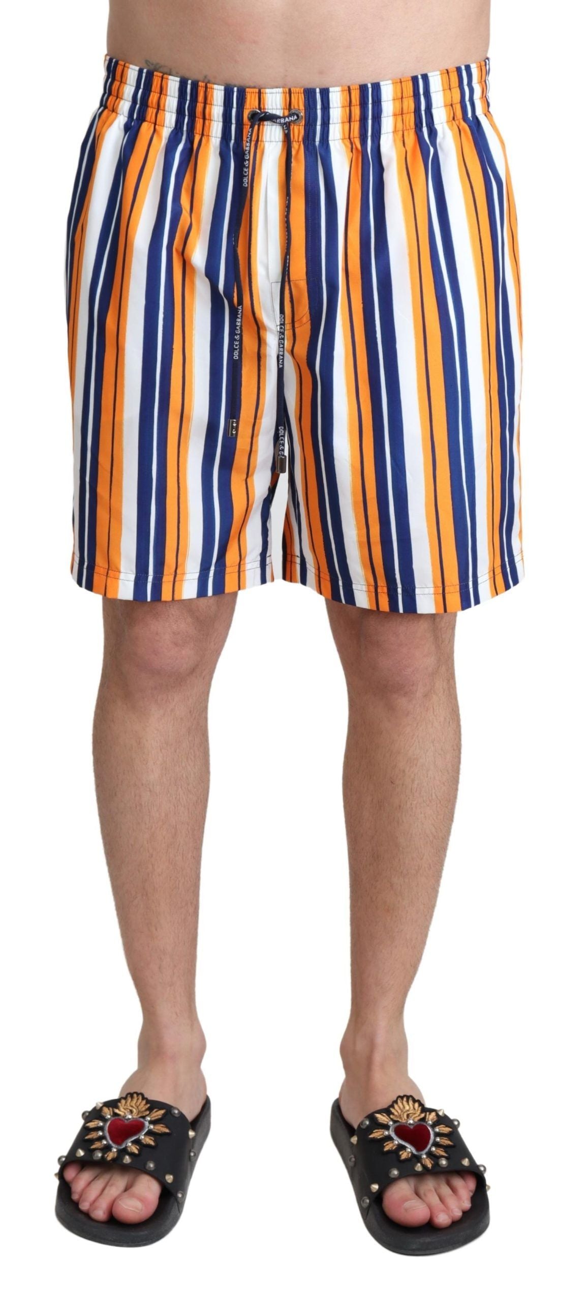 Mehrfarbig gestreifte Beachwear-Badeshorts von Dolce &amp; Gabbana