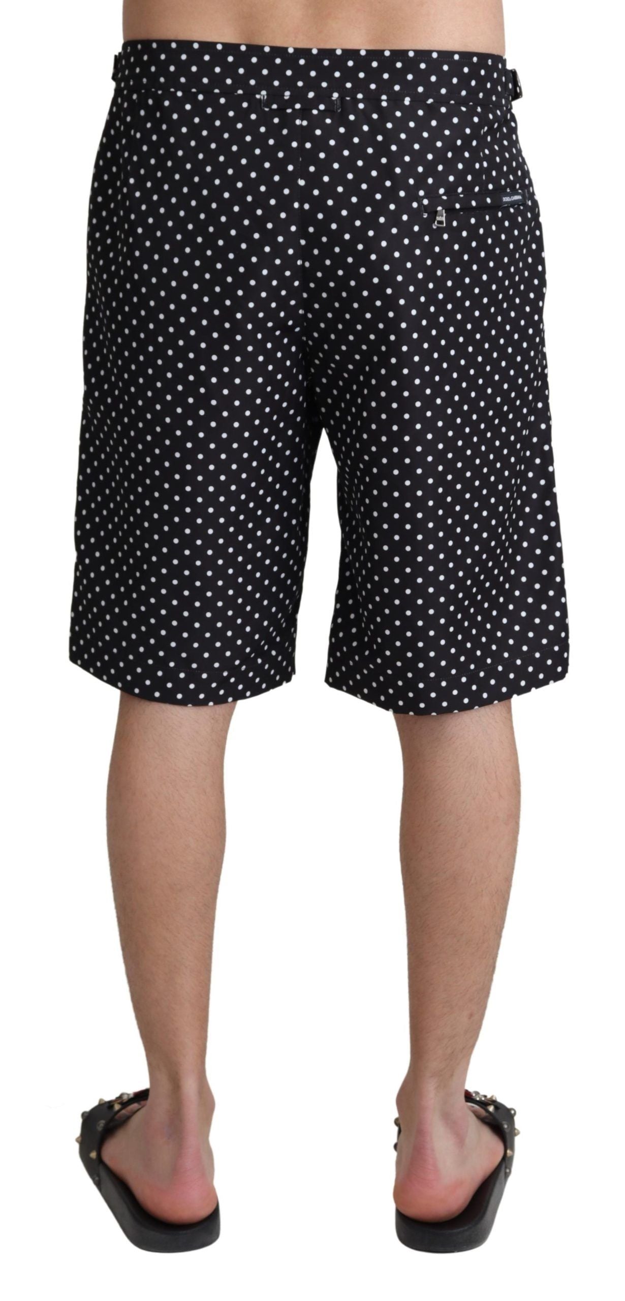 Dolce &amp; Gabbana Black Polka Dots Beachwear Shorts Bademode