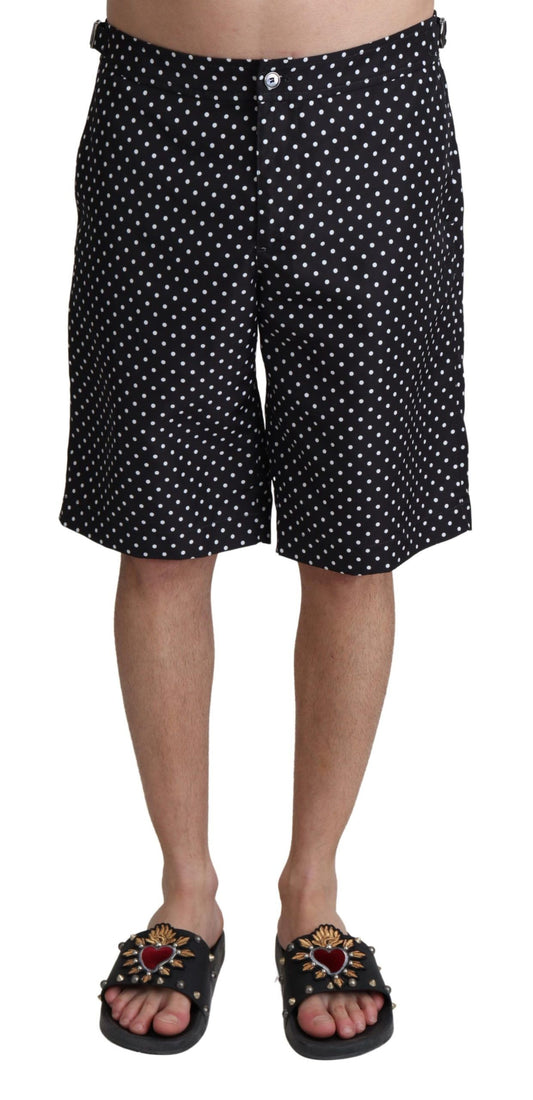 Dolce &amp; Gabbana Black Polka Dots Beachwear Shorts Bademode