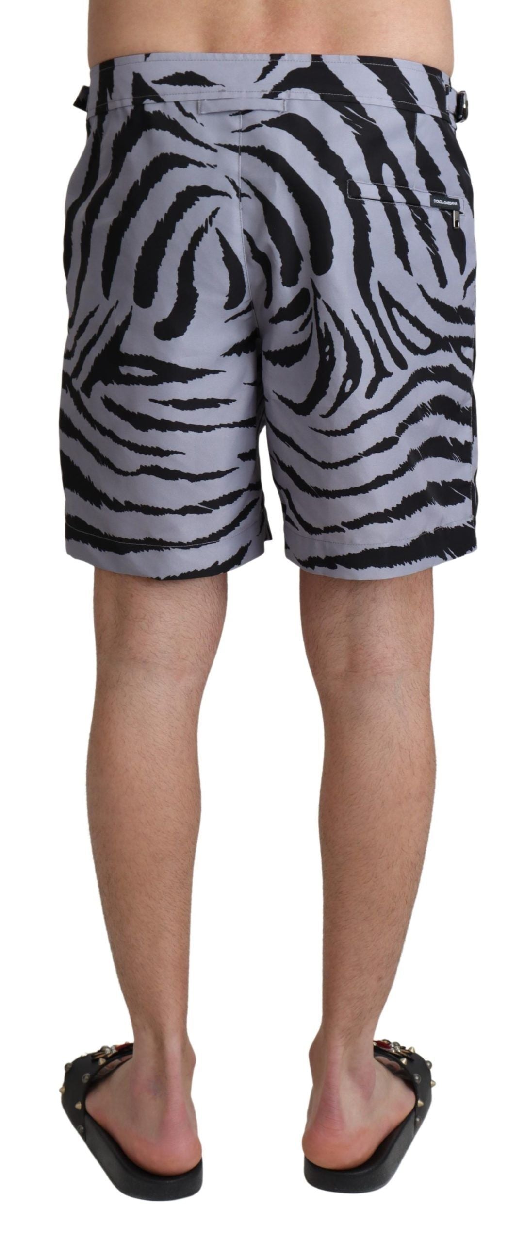 Dolce &amp; Gabbana Graue Beachwear-Shorts mit Zebramuster