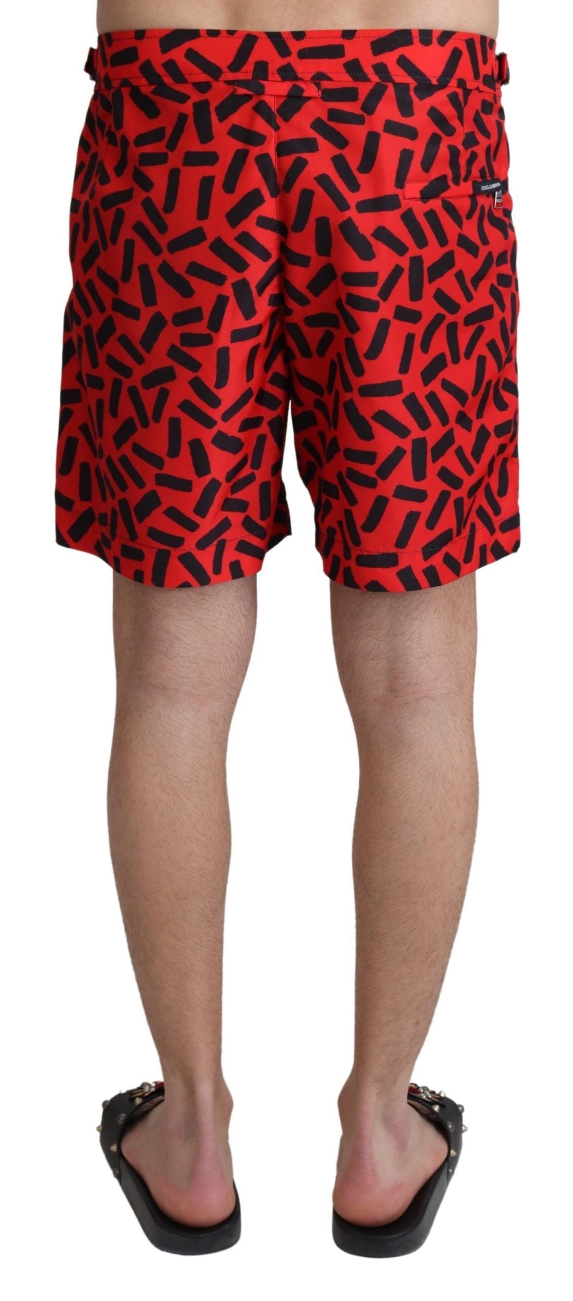 Dolce &amp; Gabbana Rot gemusterte Beachwear Shorts Bademode