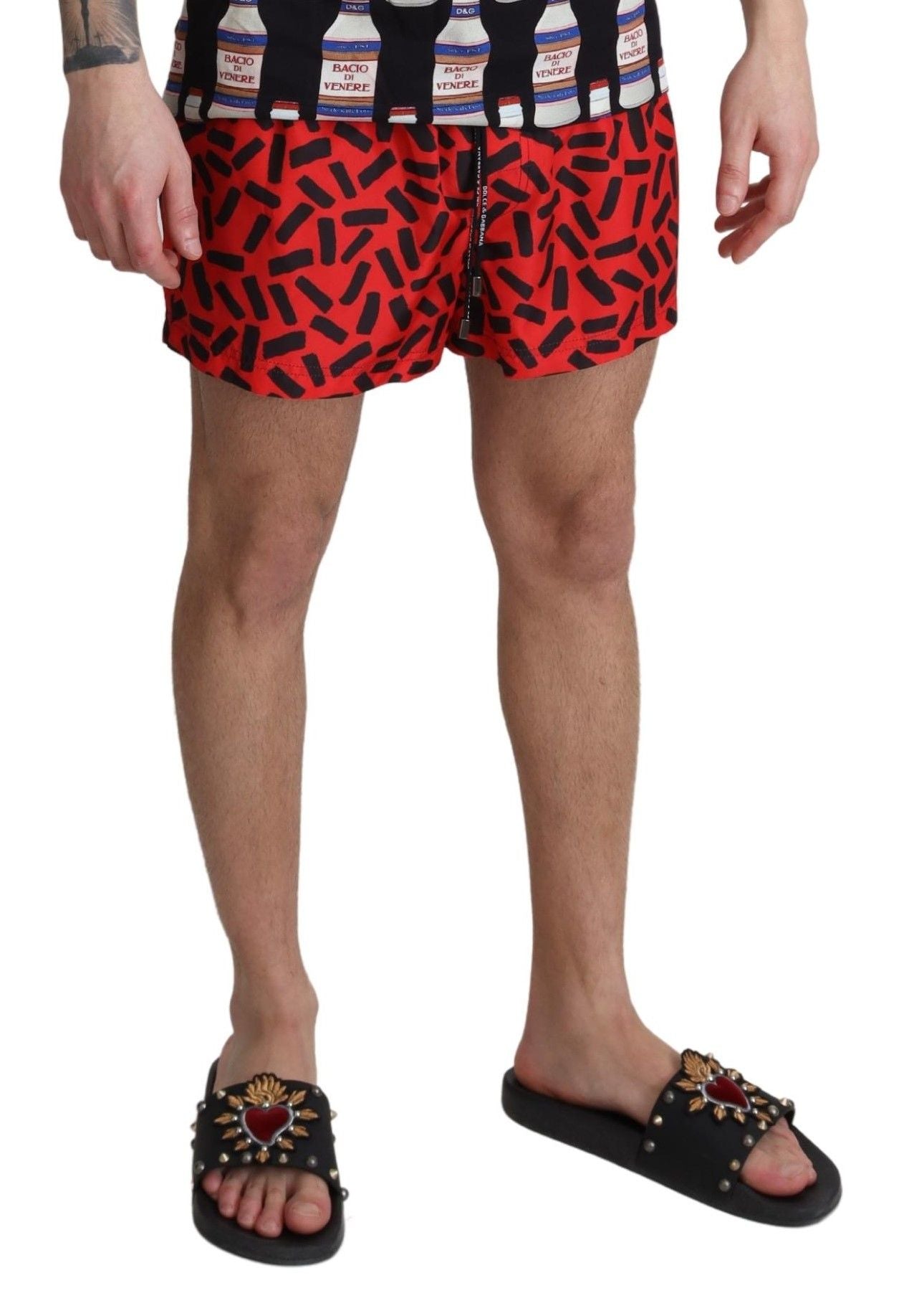 Dolce &amp; Gabbana Maillots de bain shorts de plage à motifs rouges