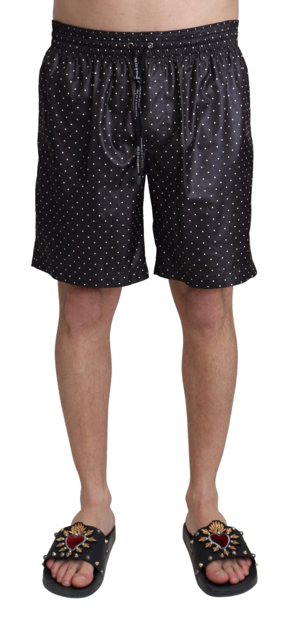 Dolce &amp; Gabbana – Schwarze Beachwear-Bademode mit Polka Dot-Print