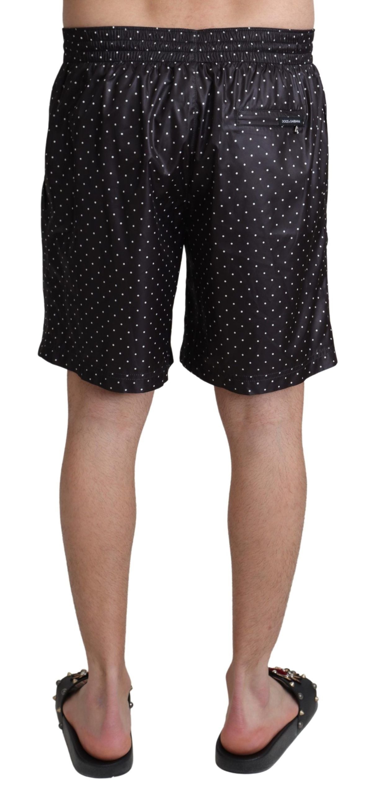 Dolce &amp; Gabbana – Schwarze Beachwear-Bademode mit Polka Dot-Print