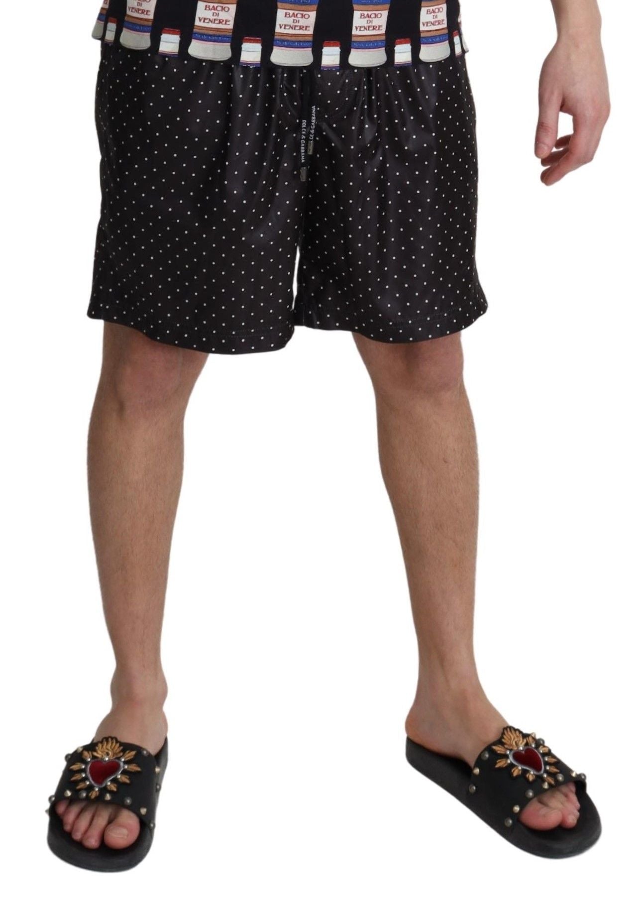 Dolce &amp; Gabbana – Schwarze Beachwear-Bademode mit Polka Dot-Print