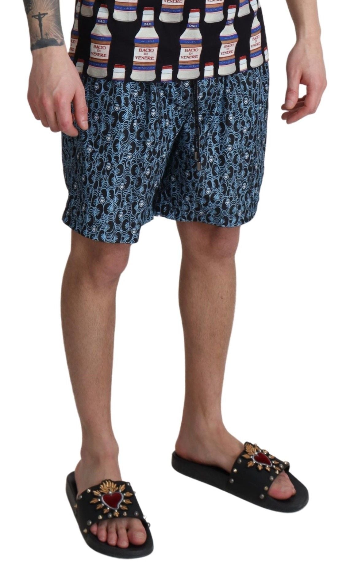 Dolce &amp; Gabbana Short de plage imprimé à motifs bleu