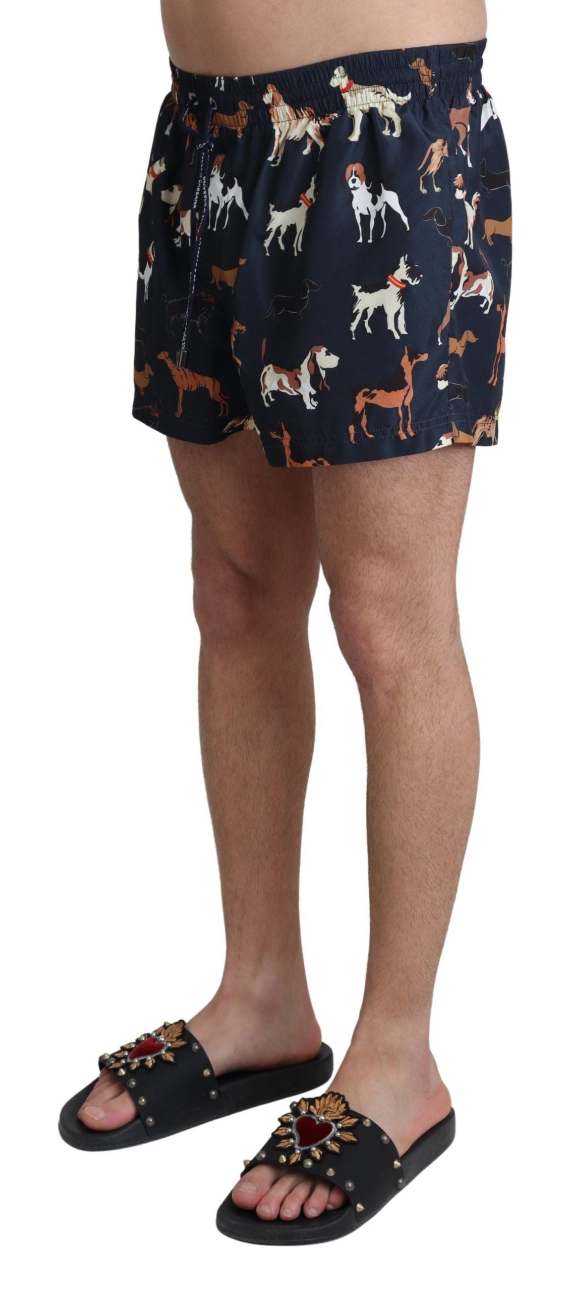 Dolce &amp; Gabbana Short de plage à imprimé chien bleu Homme Maillots de bain