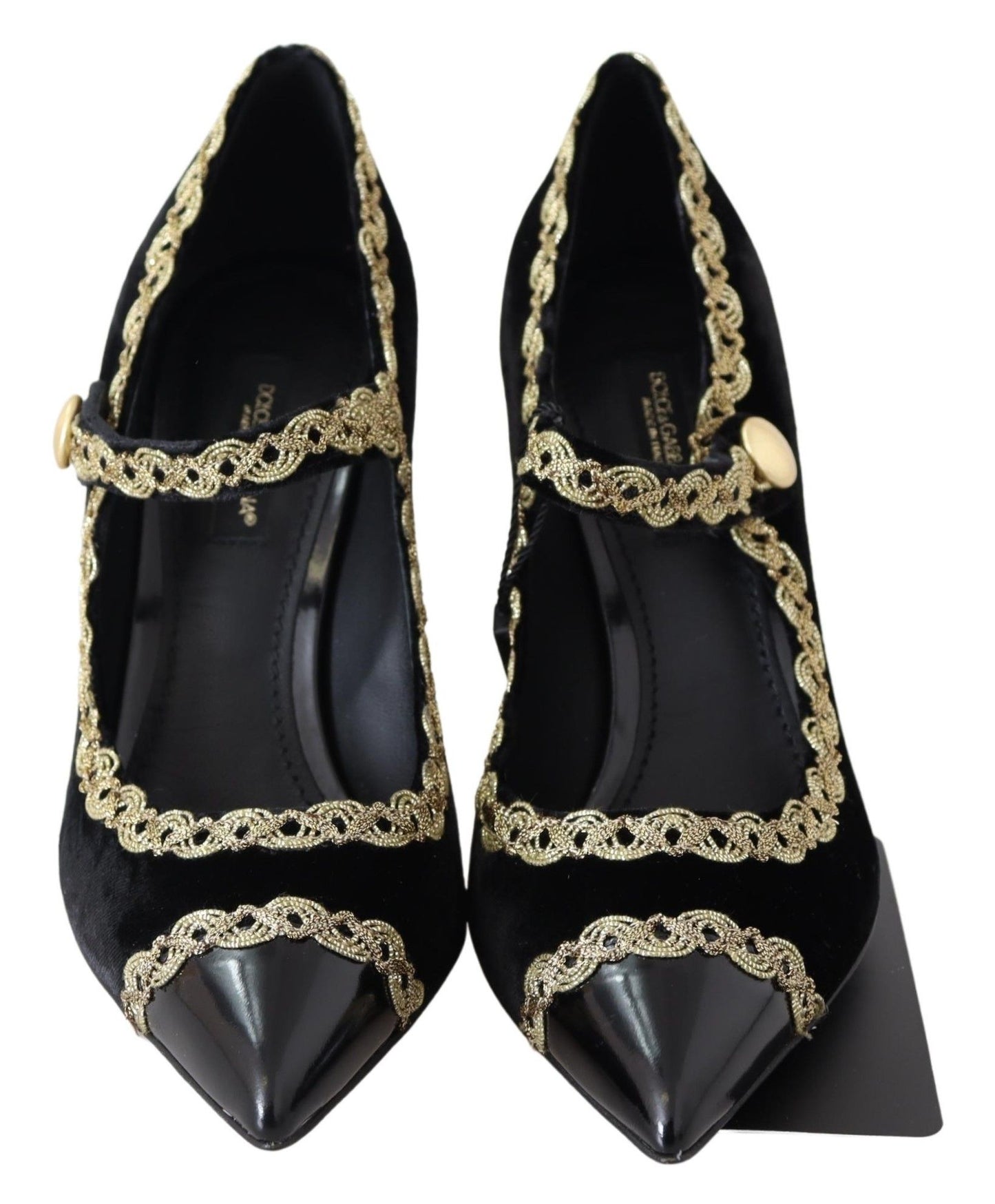 Escarpins Mary Janes en velours noir doré Dolce &amp; Gabbana