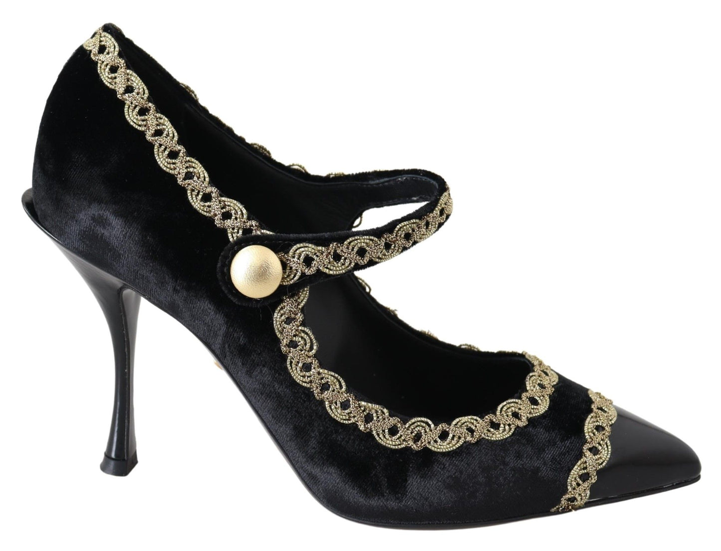 Escarpins Mary Janes en velours noir doré Dolce &amp; Gabbana