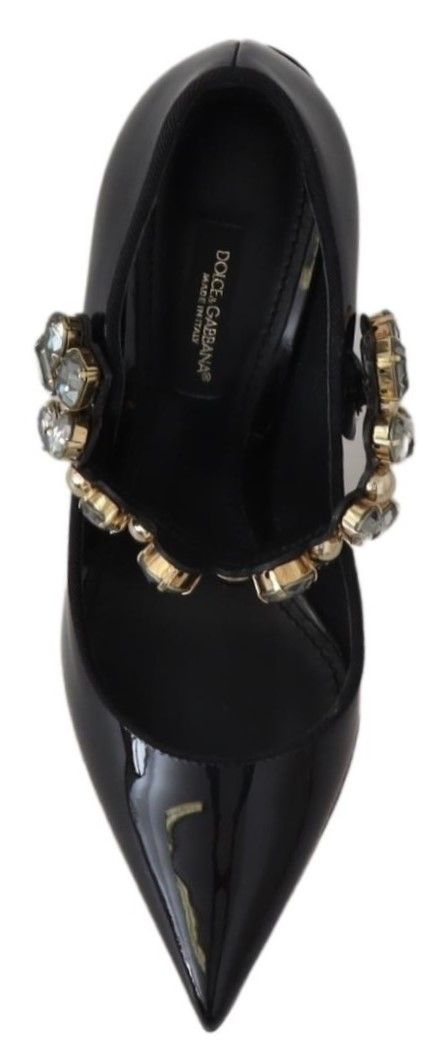 Dolce &amp; Gabbana Chaussures en cuir noir et cristal Escarpins Mary Jane