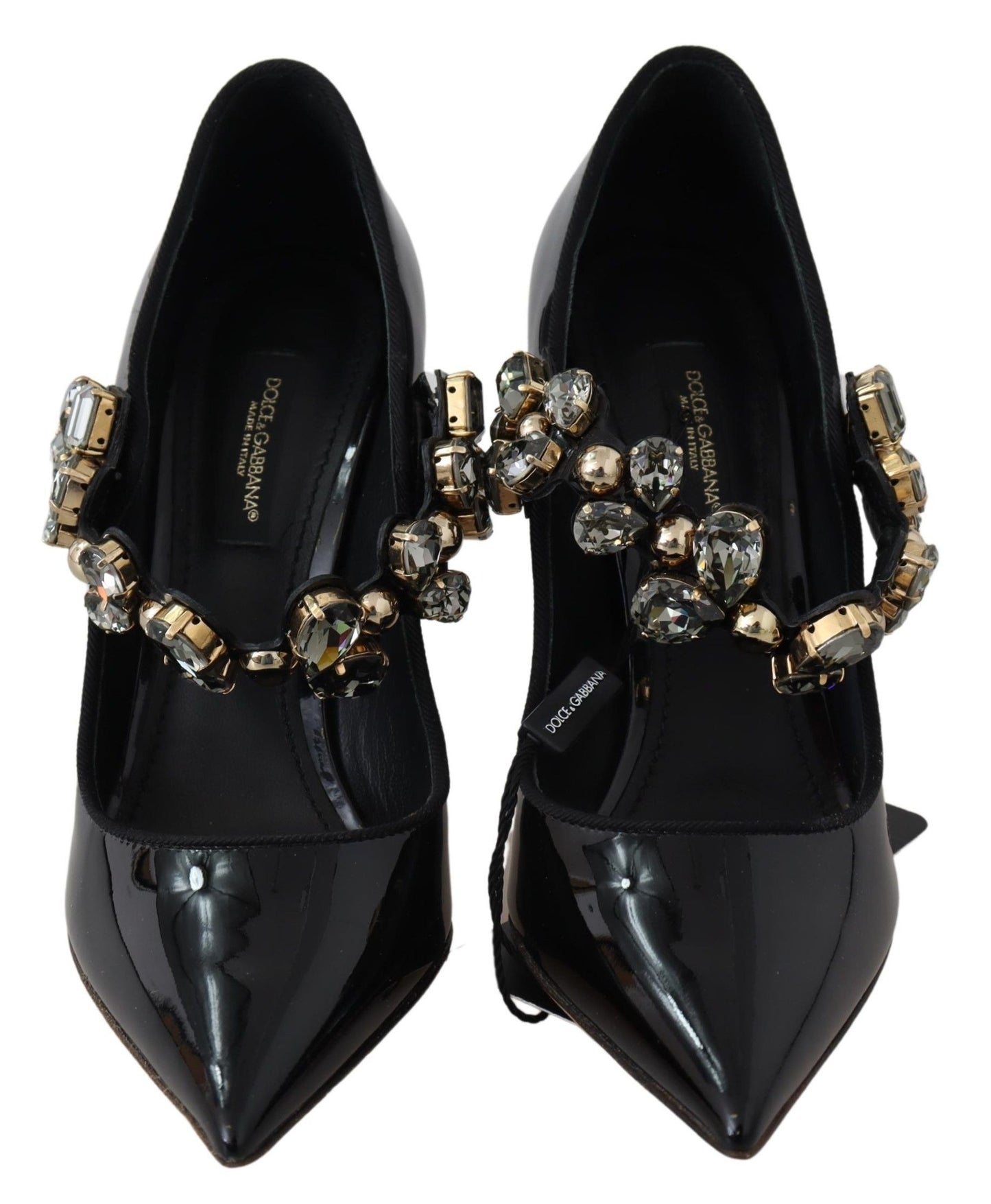 Dolce &amp; Gabbana Chaussures en cuir noir et cristal Escarpins Mary Jane