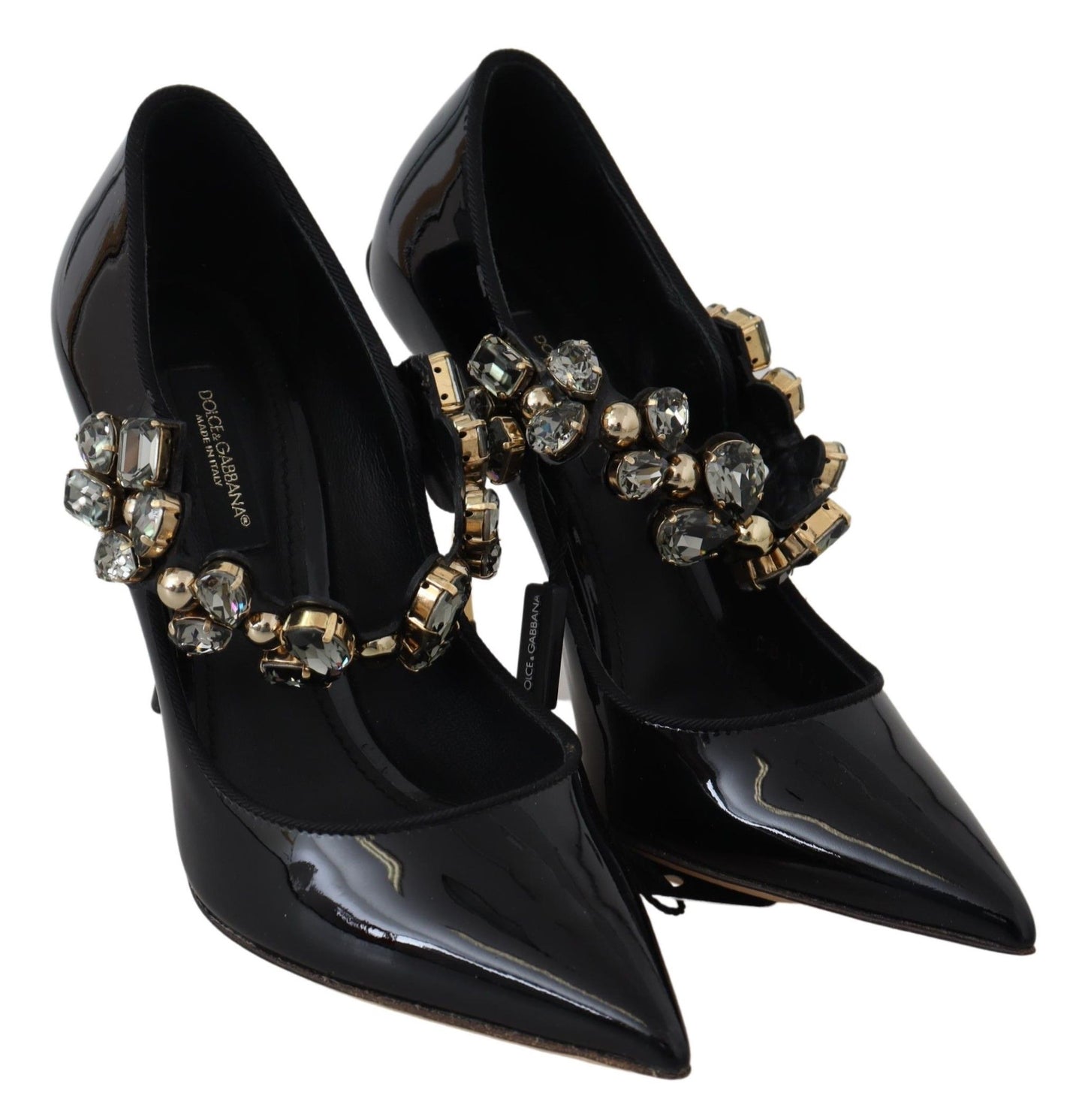 Dolce &amp; Gabbana Chaussures en cuir noir et cristal Escarpins Mary Jane