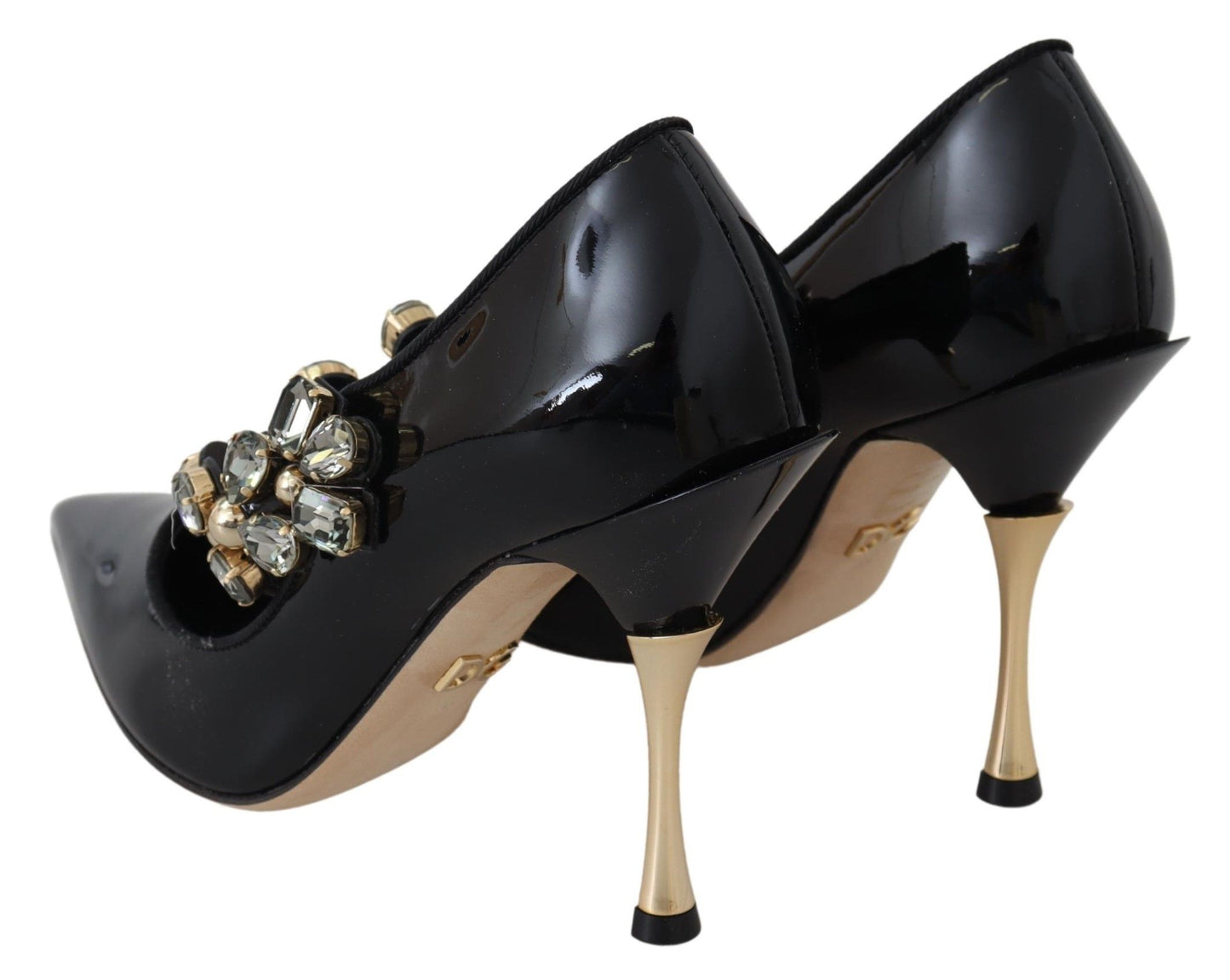 Dolce &amp; Gabbana Chaussures en cuir noir et cristal Escarpins Mary Jane