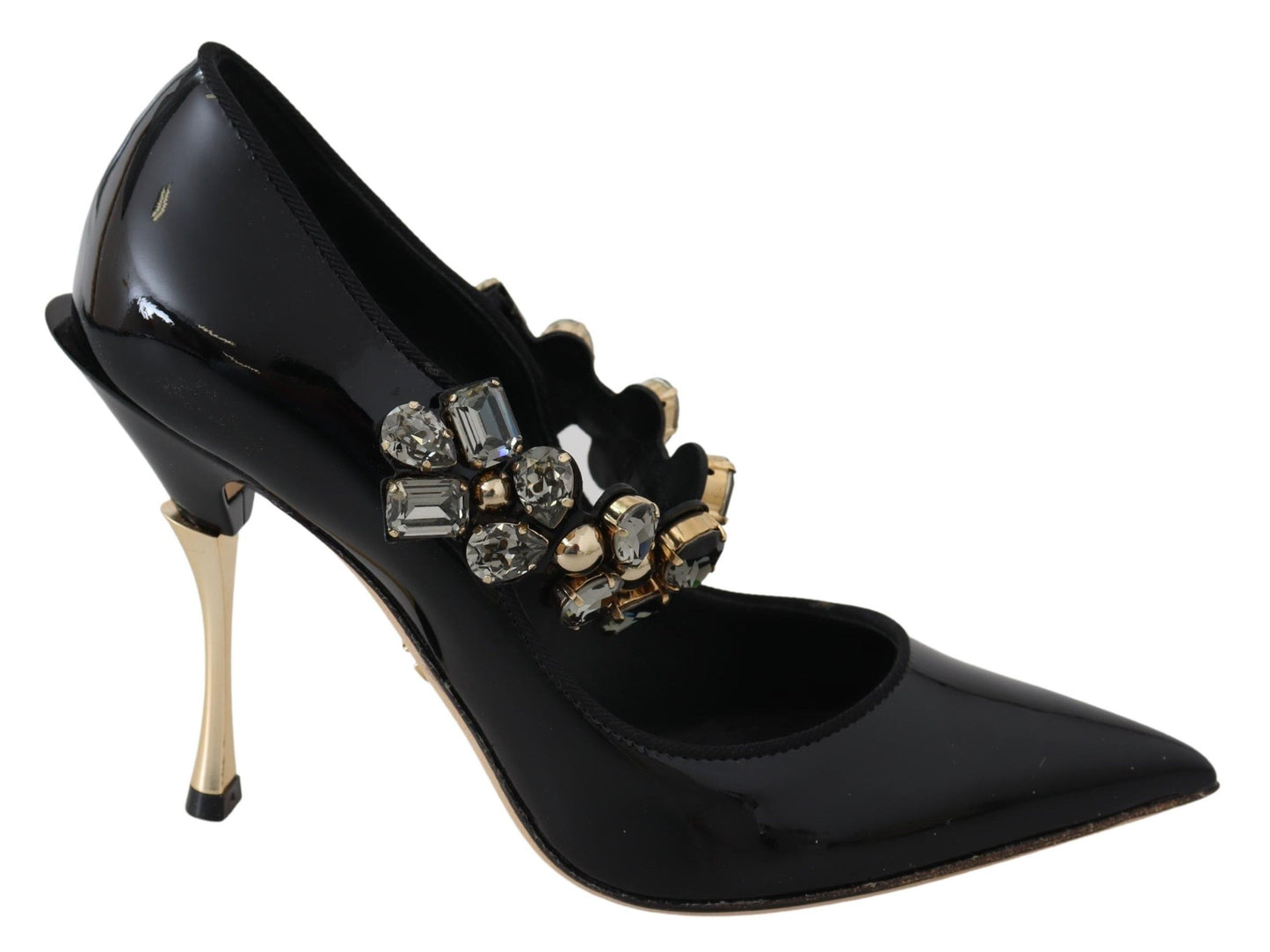 Dolce &amp; Gabbana Chaussures en cuir noir et cristal Escarpins Mary Jane