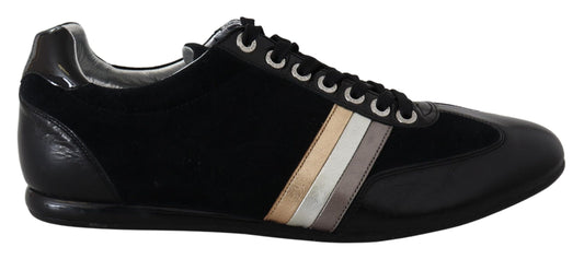 Dolce &amp; Gabbana Schwarzes Logo-Leder-Casual-Herren-Scarpe-Sneaker