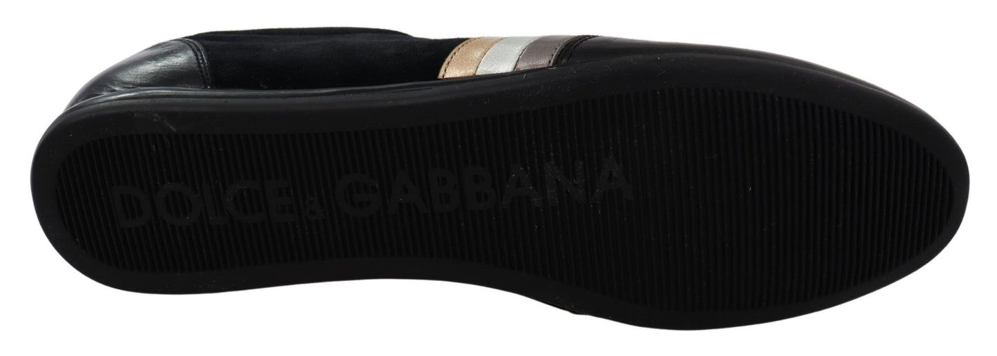 Dolce &amp; Gabbana Baskets Scarpe décontractées en cuir avec logo noir pour hommes