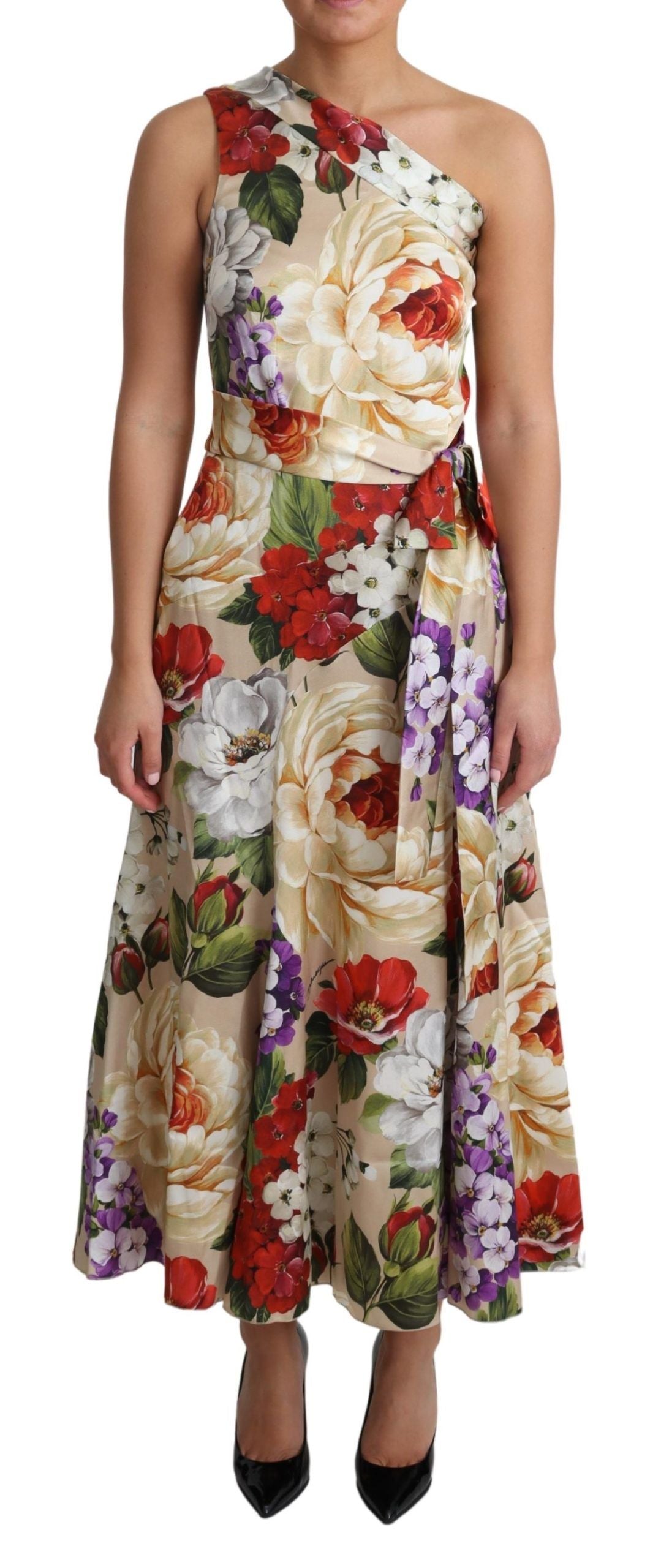 Dolce &amp; Gabbana Robe asymétrique en soie stretch imprimée florale