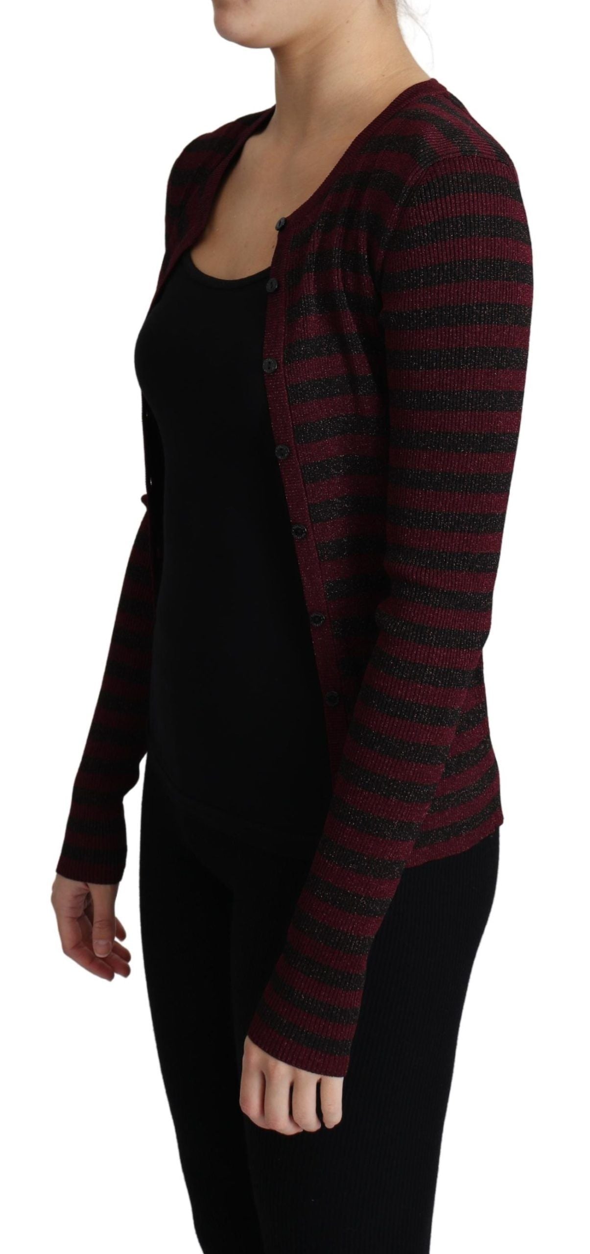 Dolce &amp; Gabbana Pull cardigan en viscose à rayures noires et rouges