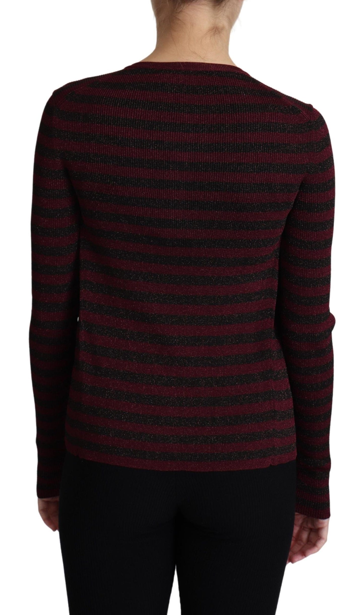 Dolce &amp; Gabbana Pull cardigan en viscose à rayures noires et rouges