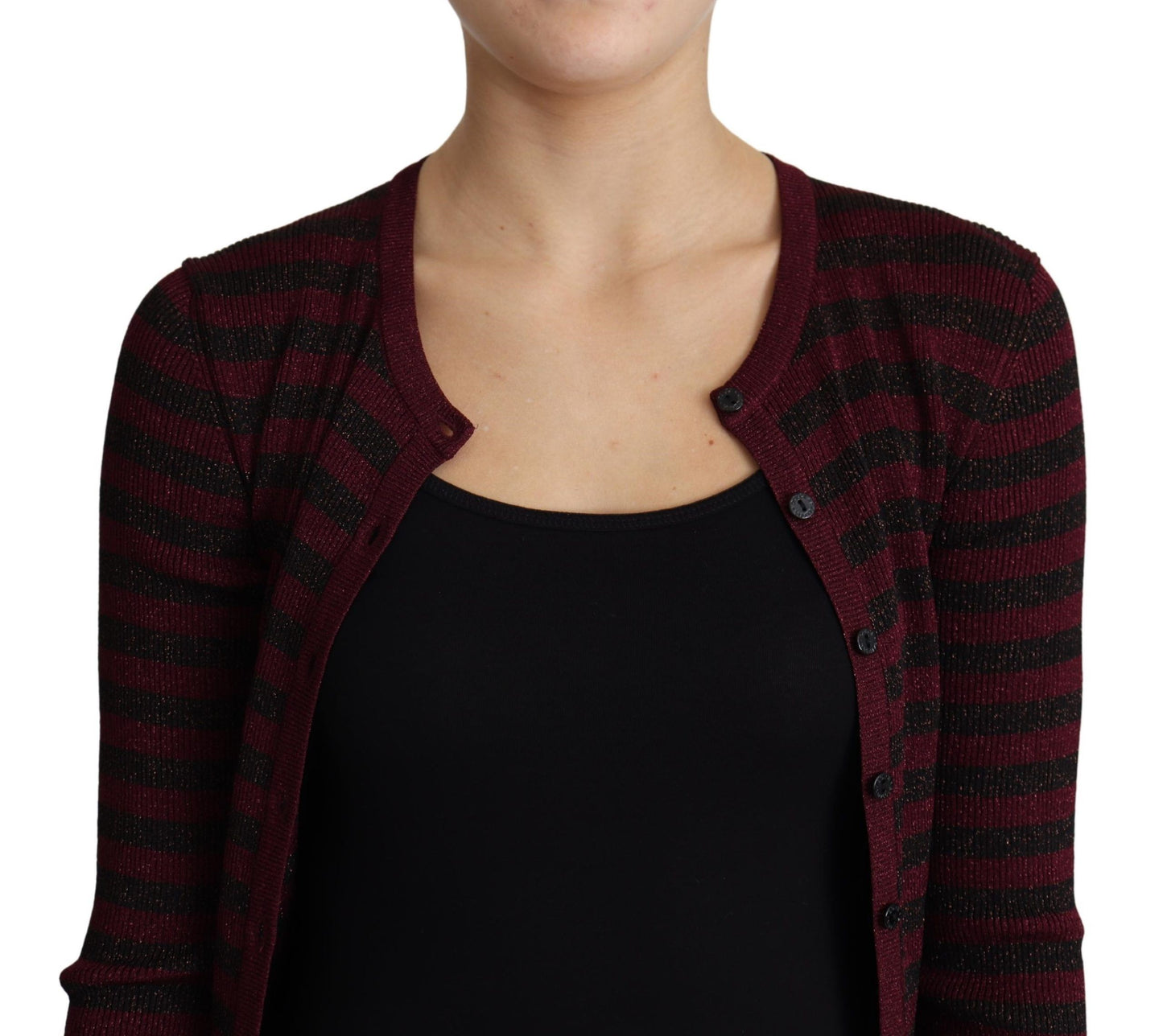 Dolce &amp; Gabbana Pull cardigan en viscose à rayures noires et rouges