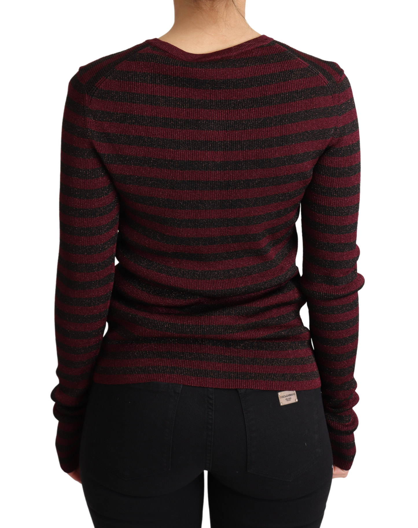 Dolce &amp; Gabbana Schwarz-rot gestreifter Viskose-Cardigan-Pullover