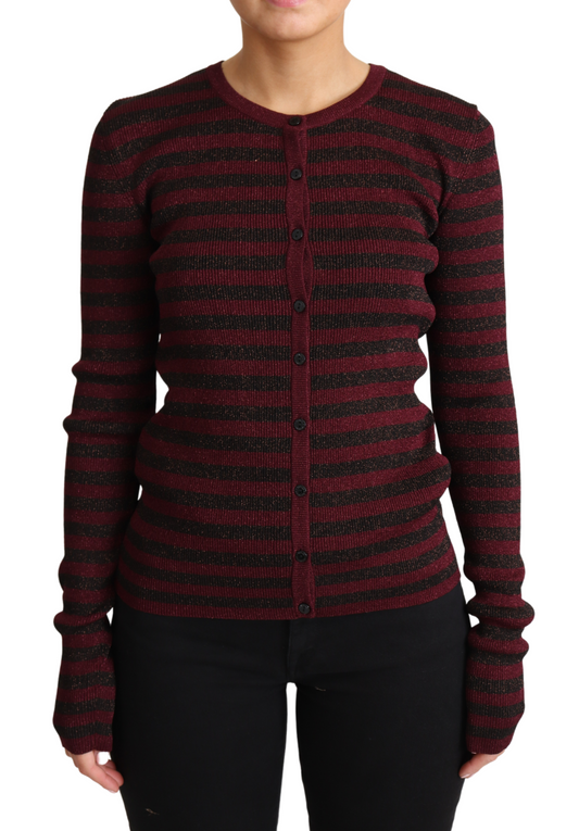 Dolce &amp; Gabbana Pull cardigan en viscose à rayures noires et rouges