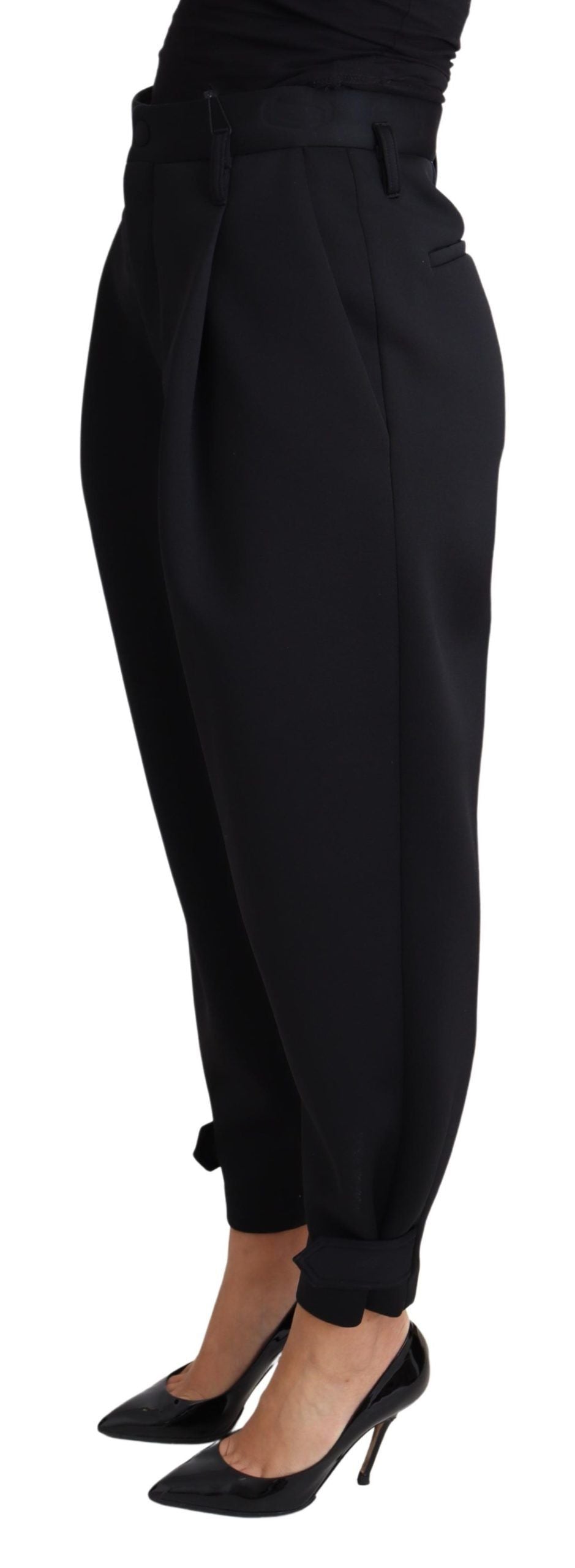 Dolce &amp; Gabbana Robe courte noire Pantalon en polyester taille haute