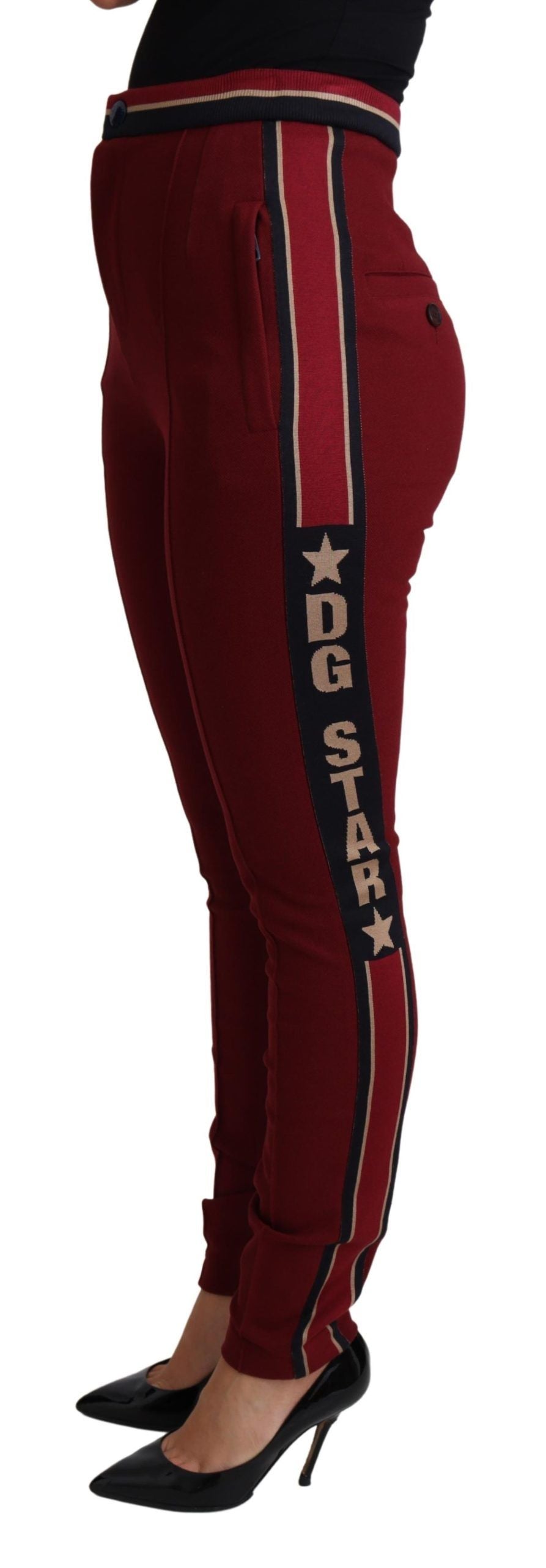 Dolce &amp; Gabbana Pantalon skinny en coton rayé rouge DG Star