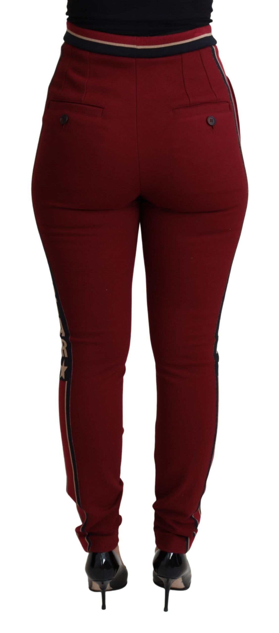 Dolce &amp; Gabbana Pantalon skinny en coton rayé rouge DG Star