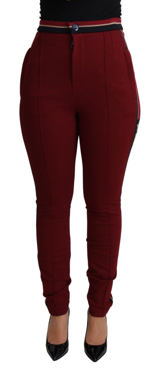 Dolce &amp; Gabbana Pantalon skinny en coton rayé rouge DG Star