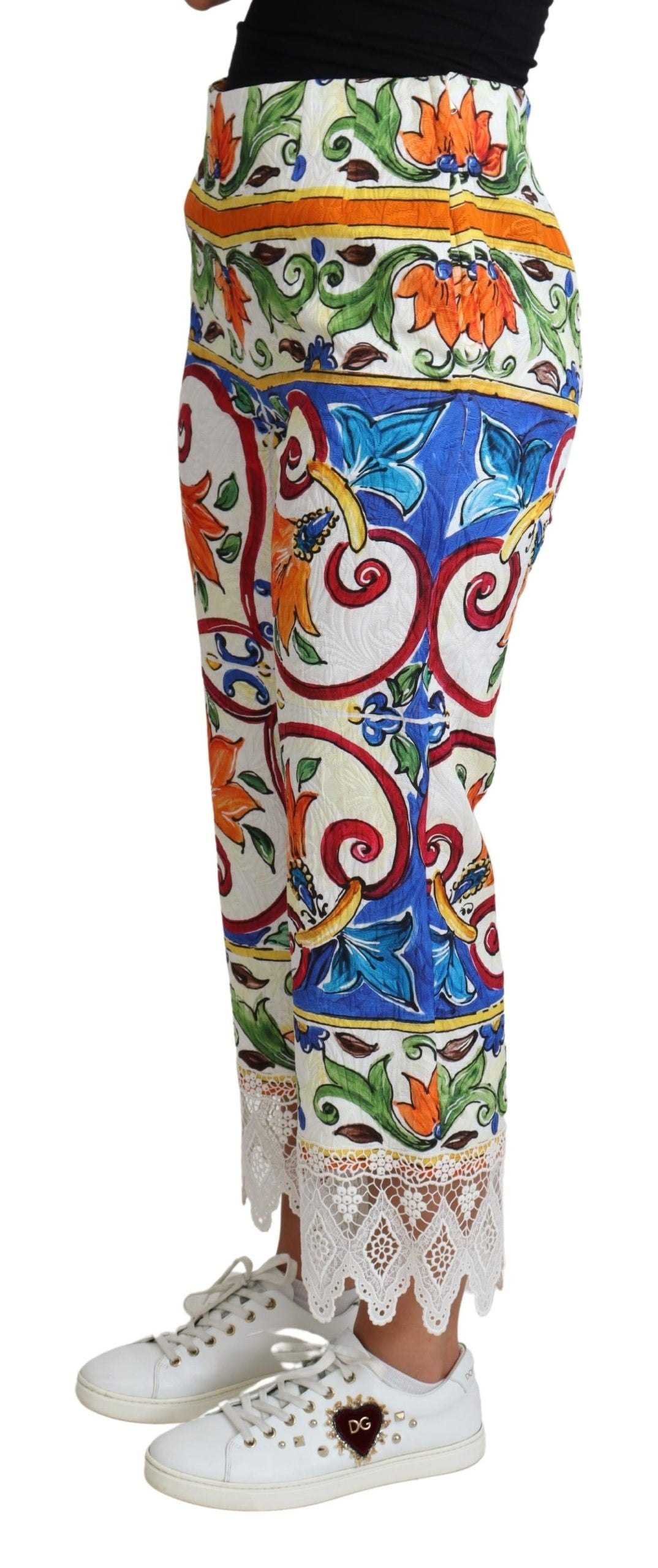 Dolce &amp; Gabbana Pantalon en coton imprimé majolique multicolore