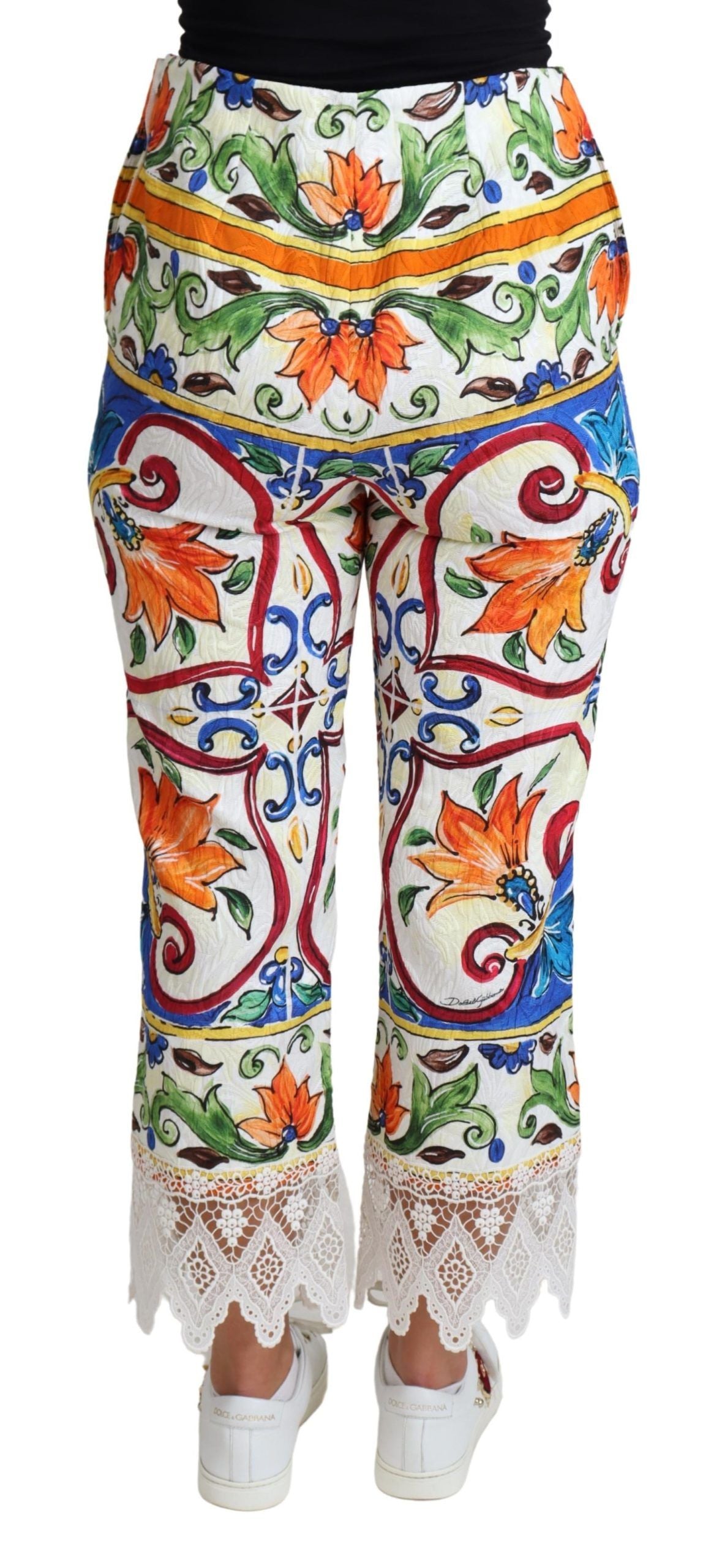 Dolce &amp; Gabbana Pantalon en coton imprimé majolique multicolore