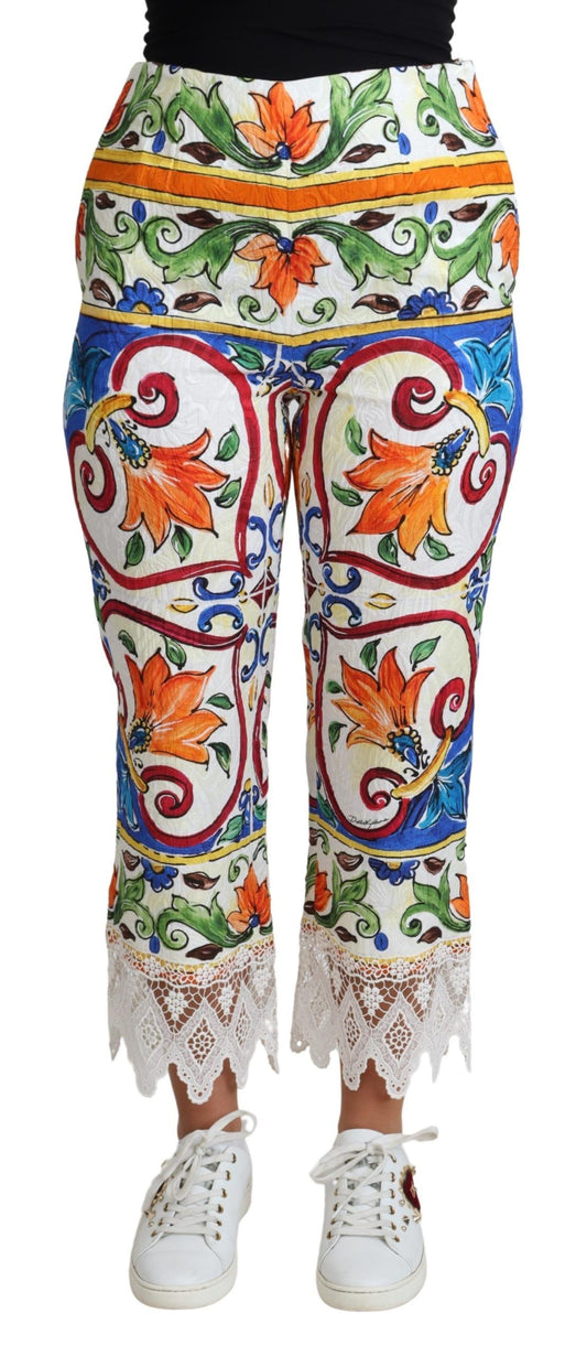 Dolce &amp; Gabbana Pantalon en coton imprimé majolique multicolore