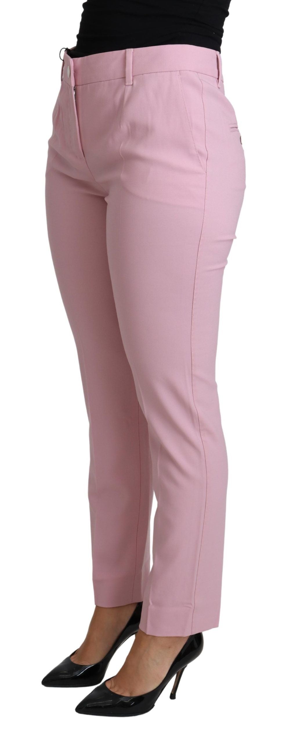 Dolce &amp; Gabbana Pantalon fuselé extensible en laine vierge rose