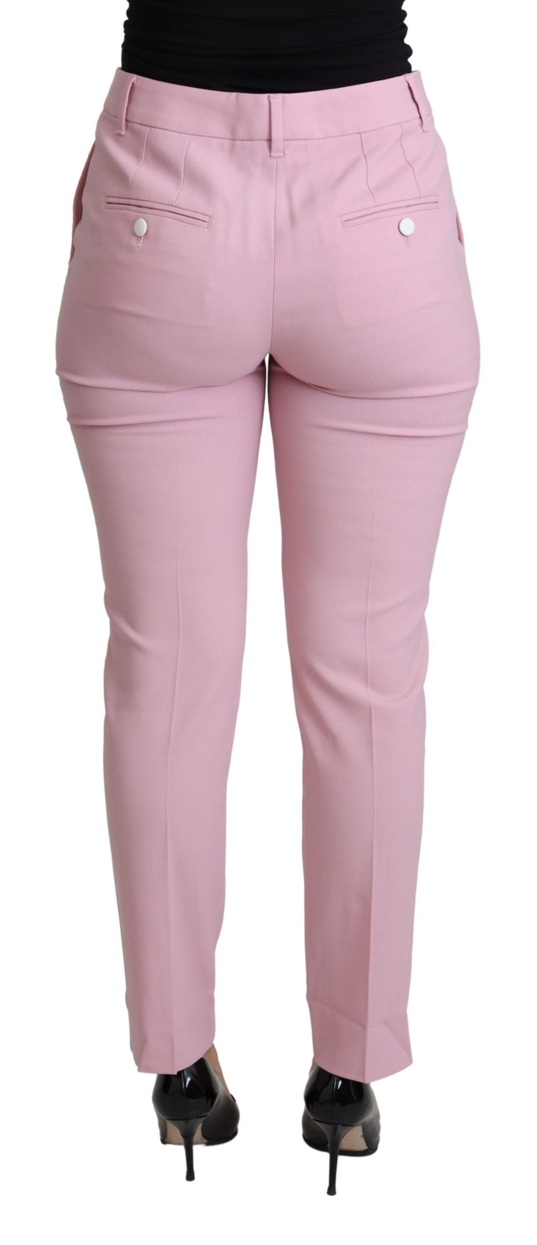 Dolce &amp; Gabbana Pantalon fuselé extensible en laine vierge rose