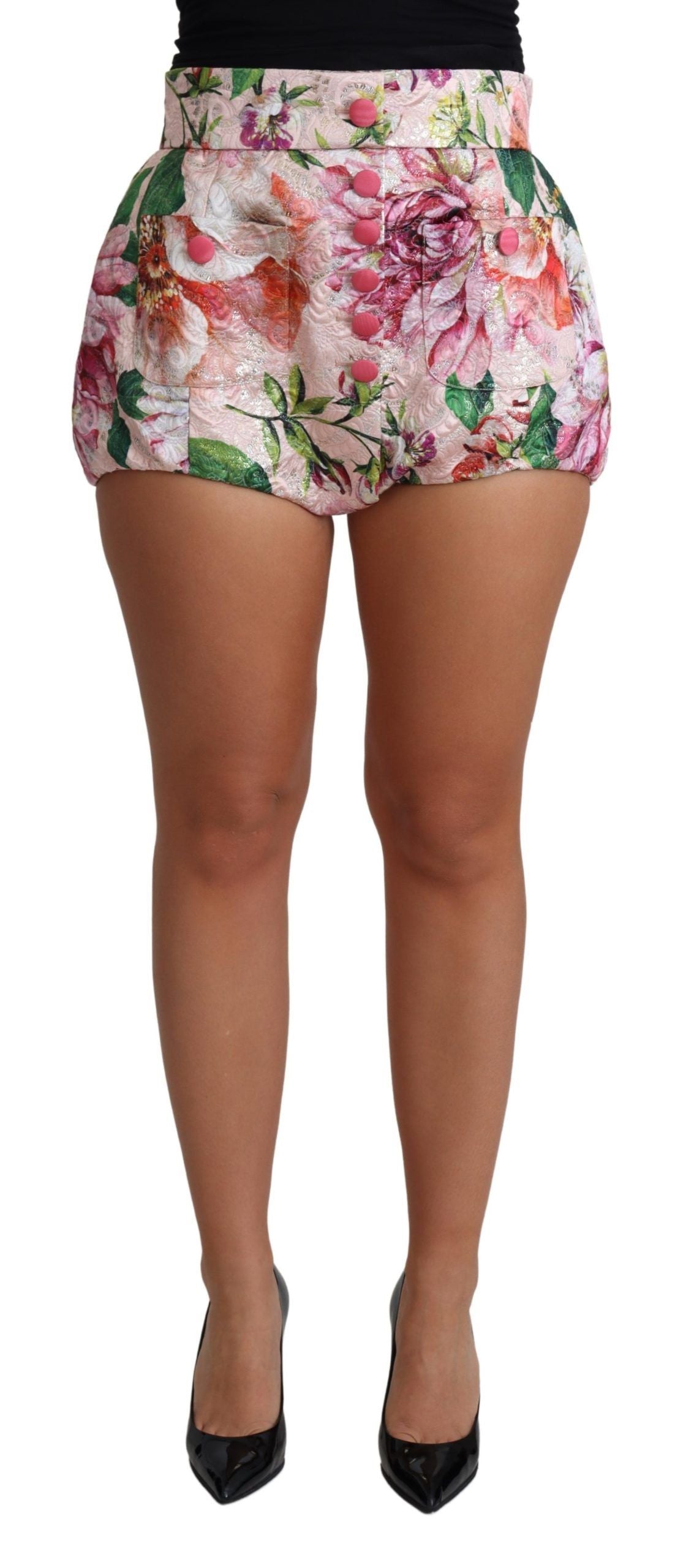 Dolce &amp; Gabbana Rosa Baumwoll-Hotpants mit Blumendruck, kurz