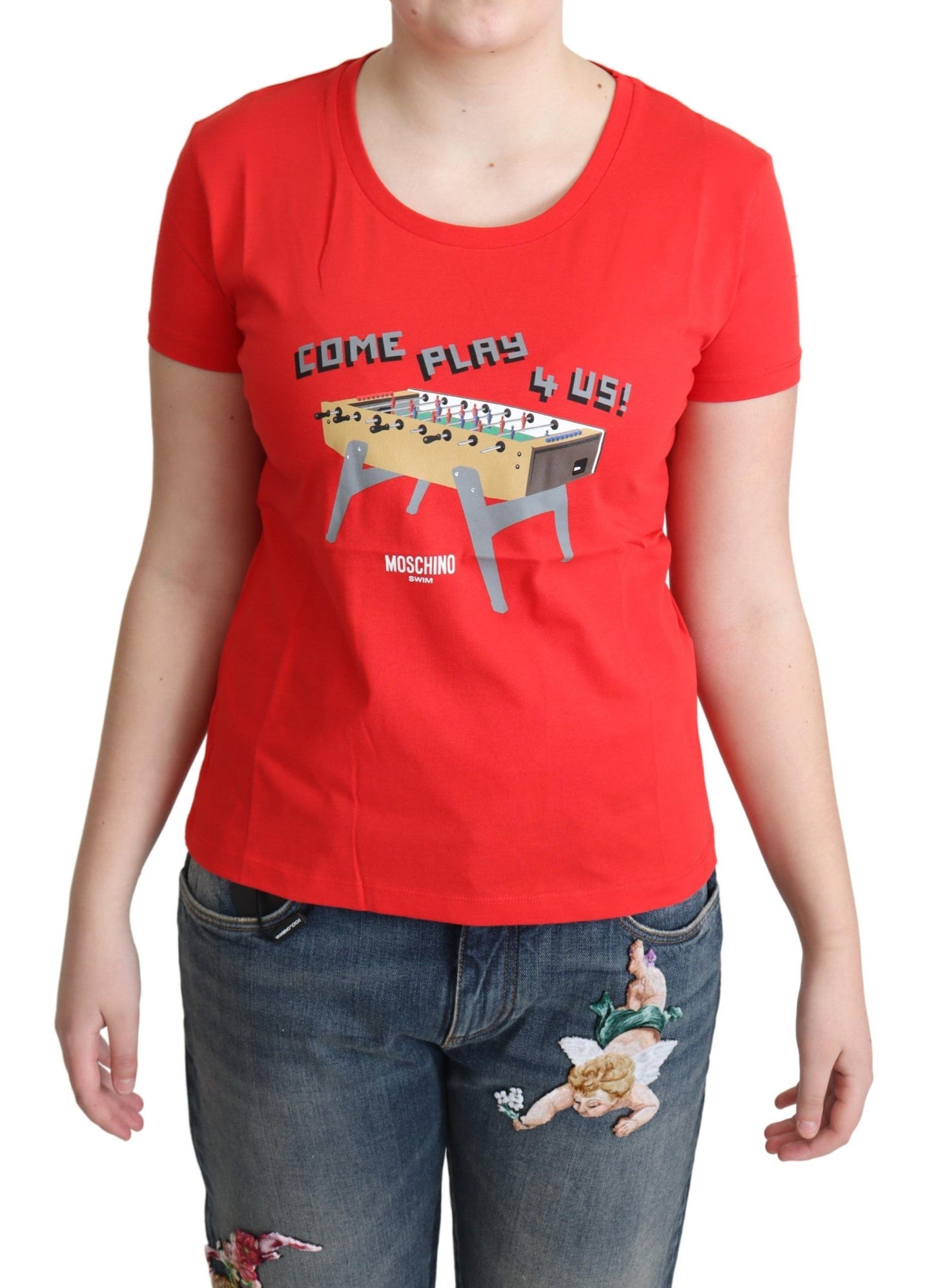 Moschino Rouge Coton Come Play 4 Us Imprimer Tops Chemisier T-shirt