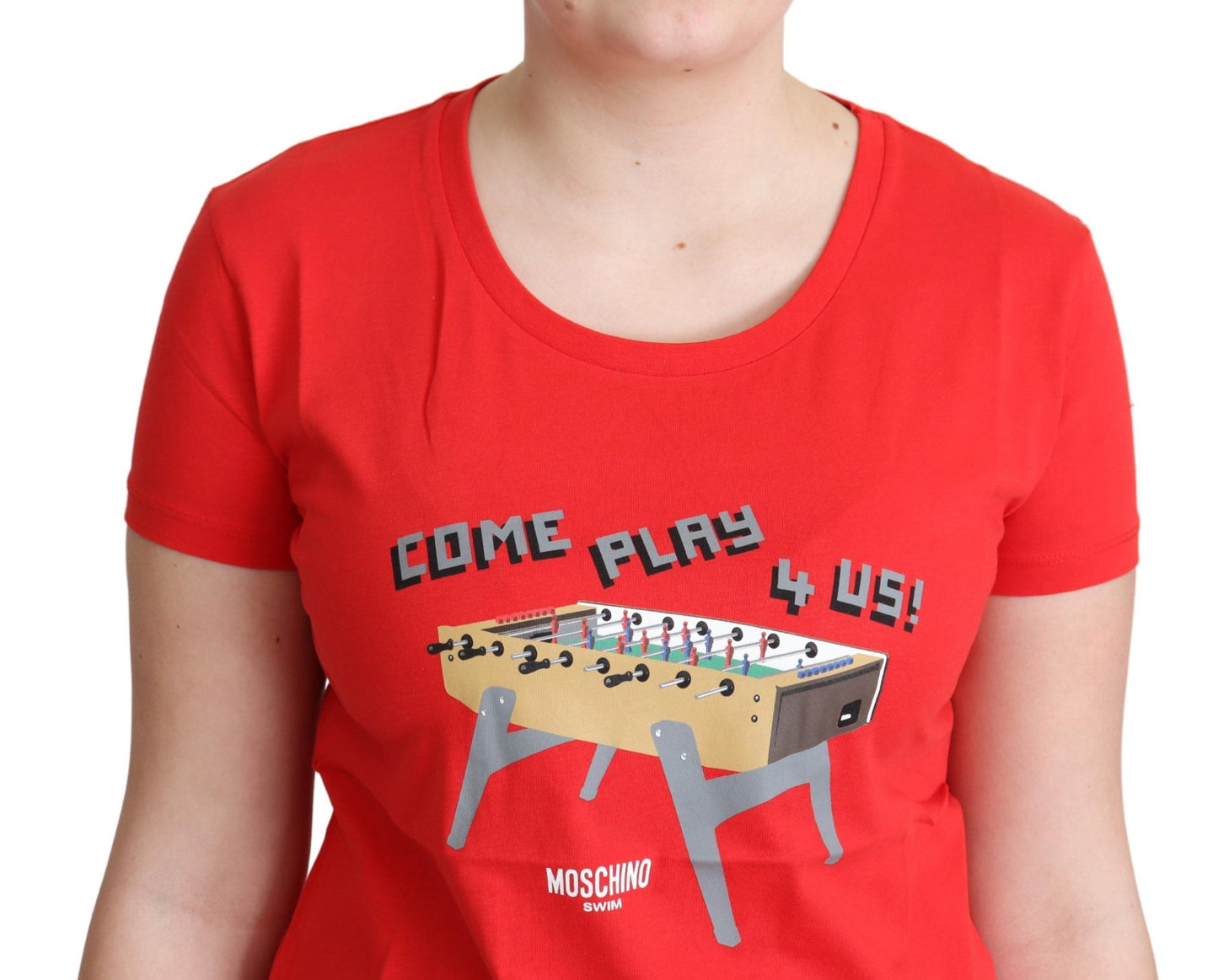 Moschino Rouge Coton Come Play 4 Us Imprimer Tops Chemisier T-shirt