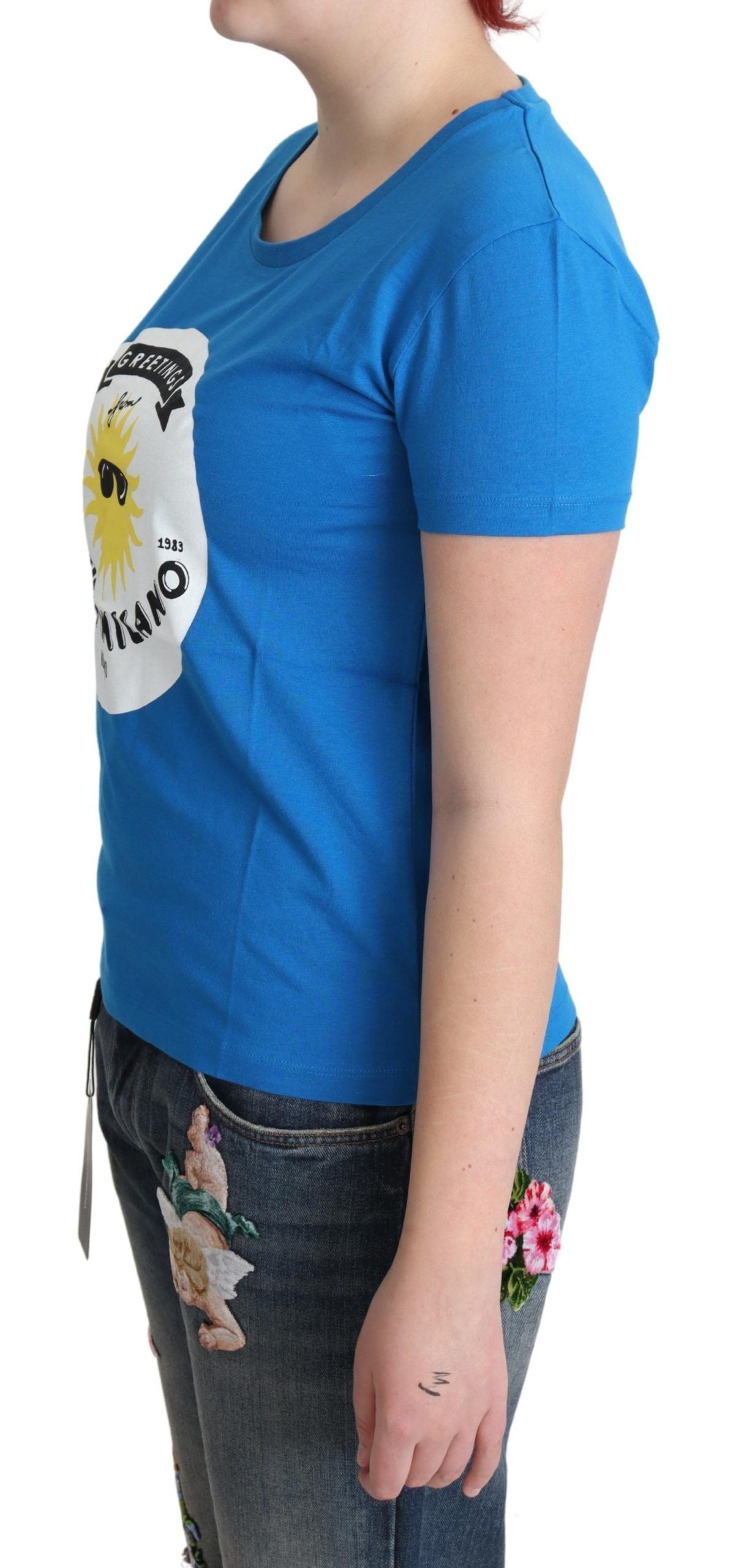 T-shirt Moschino en coton bleu Sunny Milano imprimé