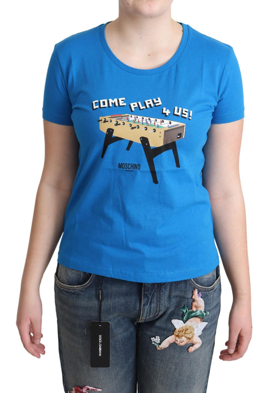 T-shirt imprimé Moschino en coton bleu Come Play 4 Us