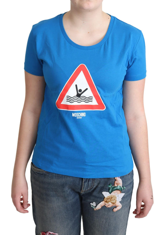 Moschino - T-shirt triangle graphique en coton bleu