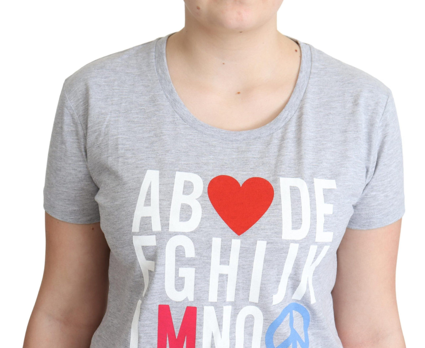 Graues Moschino-T-Shirt aus Baumwolle mit Alphabet-Buchstaben-Print