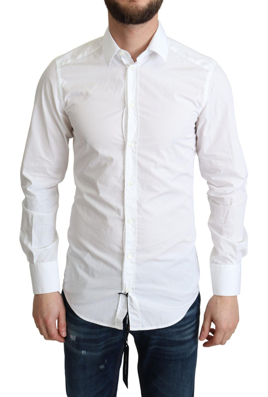 Dolce &amp; Gabbana Chemise formelle à manches longues en coton blanc pour hommes