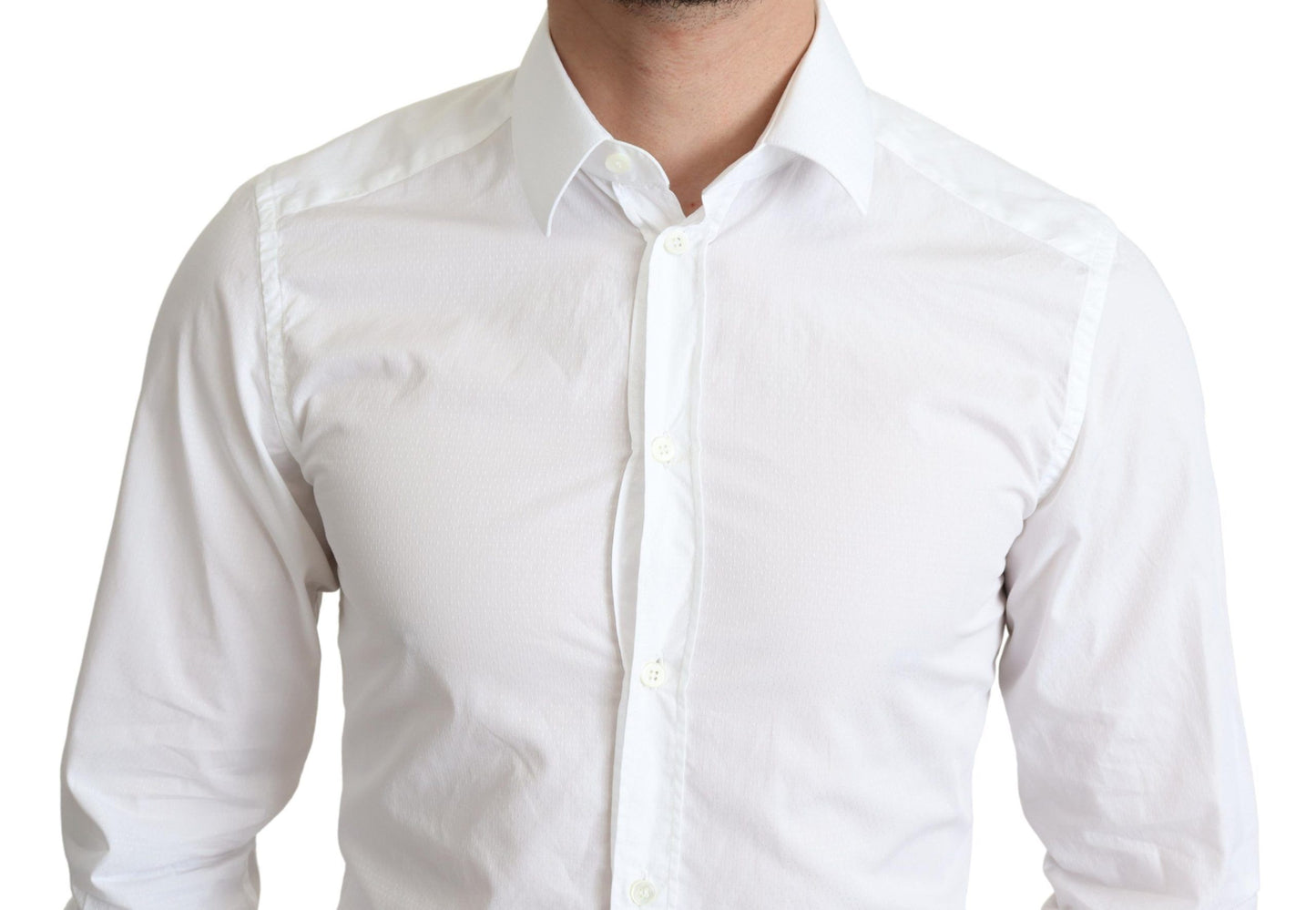 Dolce &amp; Gabbana Chemise formelle à manches longues en coton blanc pour hommes