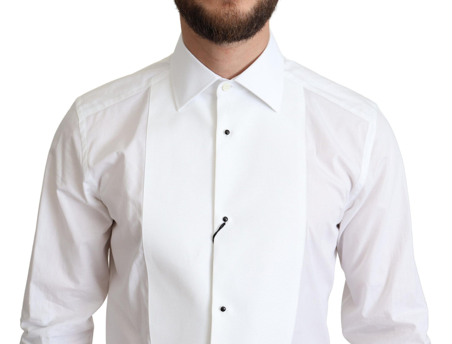 Dolce &amp; Gabbana Chemise formelle en popeline de coton à bretelles blanches pour hommes