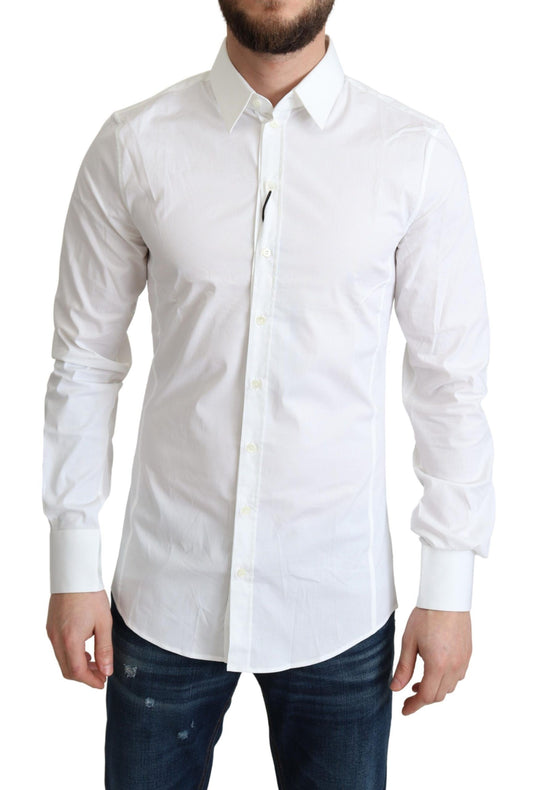 Dolce &amp; Gabbana Chemise SICILIA formelle en coton stretch blanc pour hommes