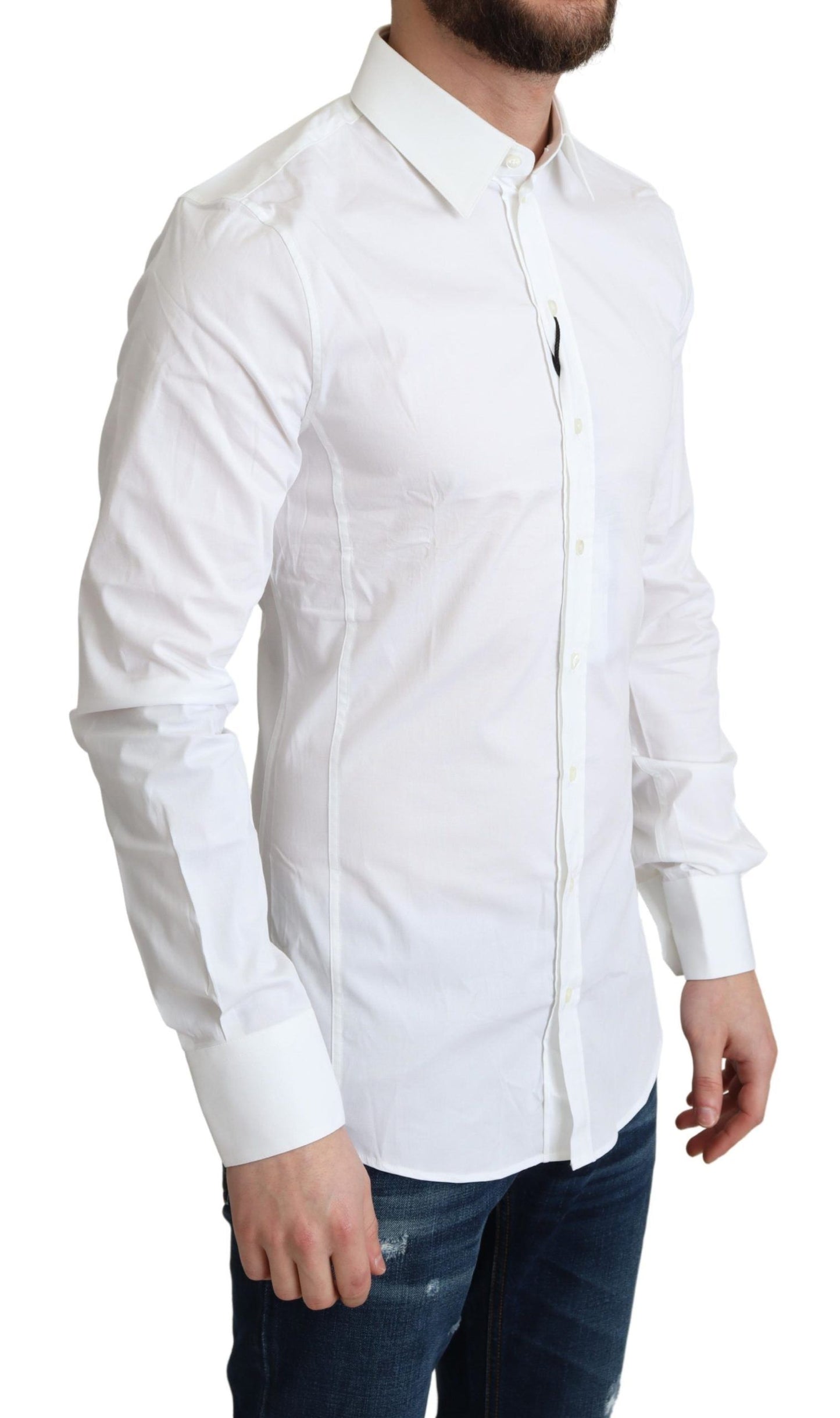 Dolce &amp; Gabbana Chemise SICILIA formelle en coton stretch blanc pour hommes