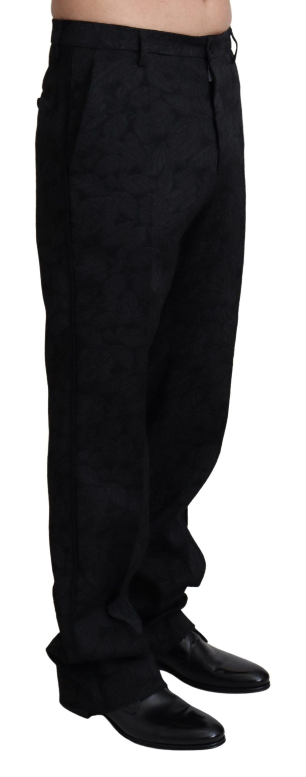 Dolce &amp; Gabbana Pantalon formel en jaquard noir pour hommes